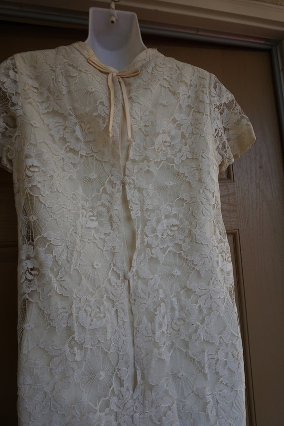 50s Lace Overlay Knot High Low Dress