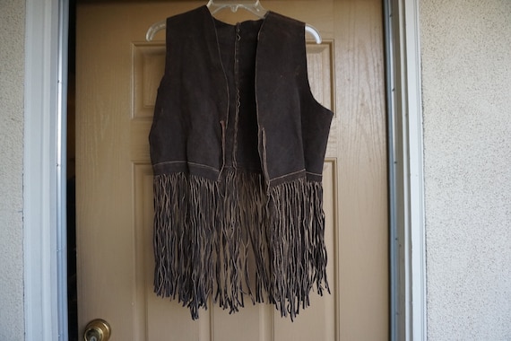 Vintage 1980s fringe suede leather vest Medium 80s