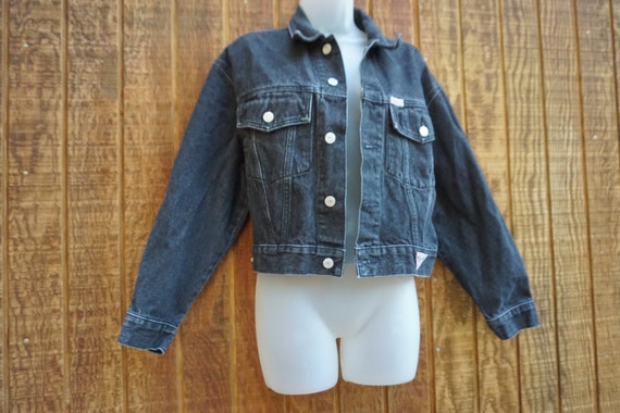 Vintage 80s 90s Guess denim jean jacket with tria… - image 6