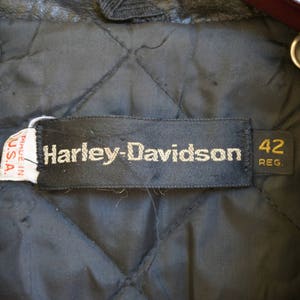 Harley Davidson Vintage Black Leather Motorcycle / Biker Jacket MENS Size 42 Large genuine authentic real 1970s Made in USA image 3