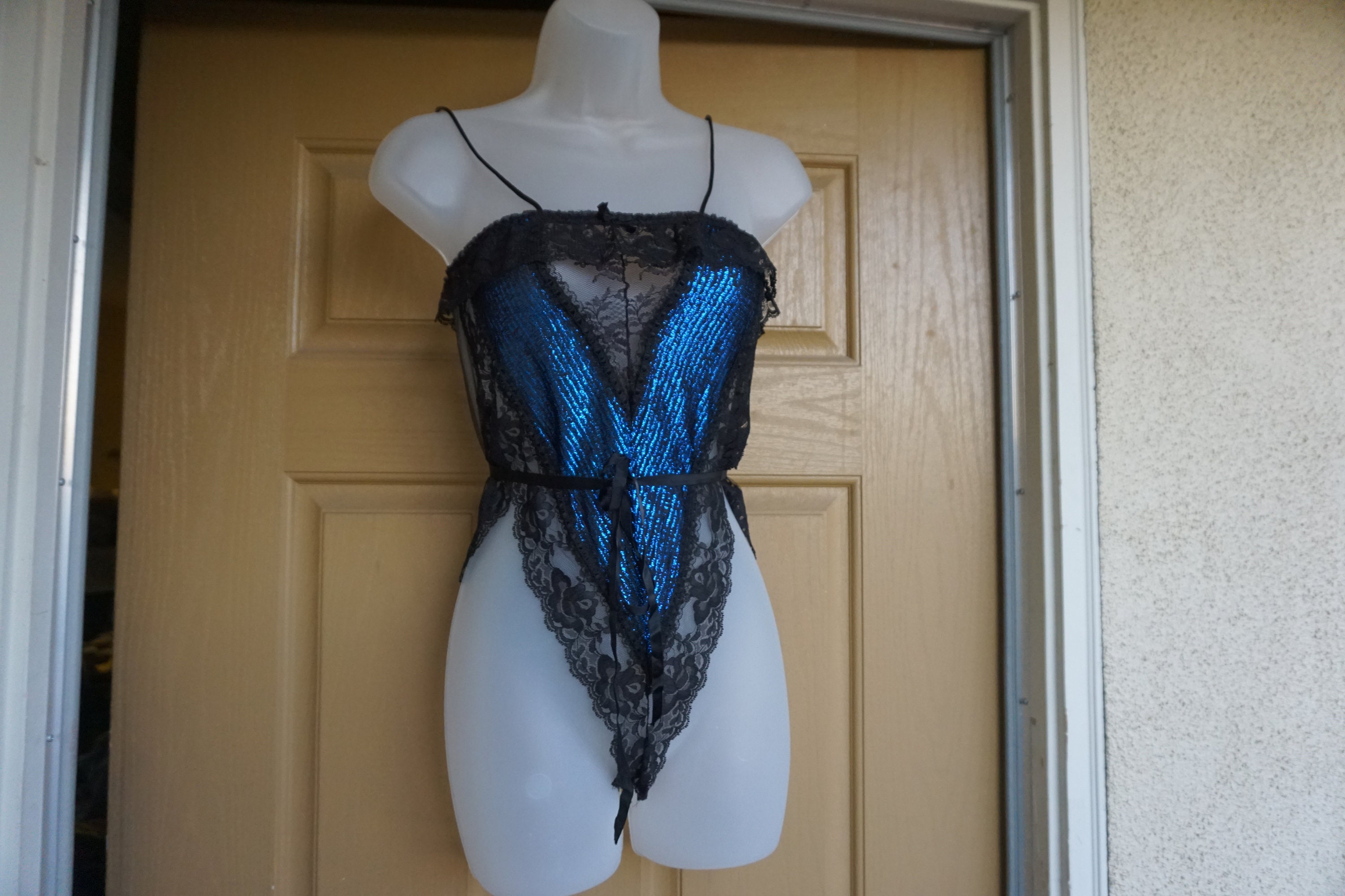 Blue and Black Teddy Lingerie Size Small Shimmer Lace Etsy