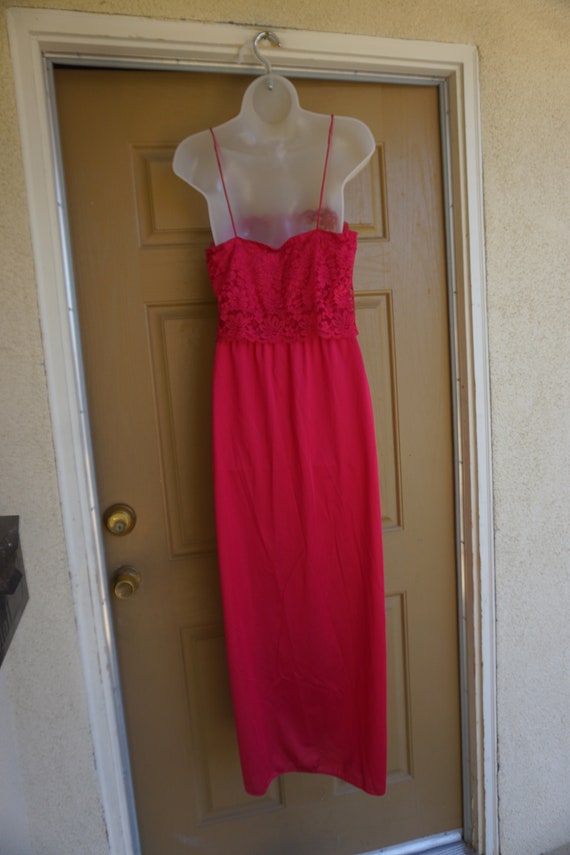 Vintage pinkish red DEENA maxi nightgown small ca… - image 8
