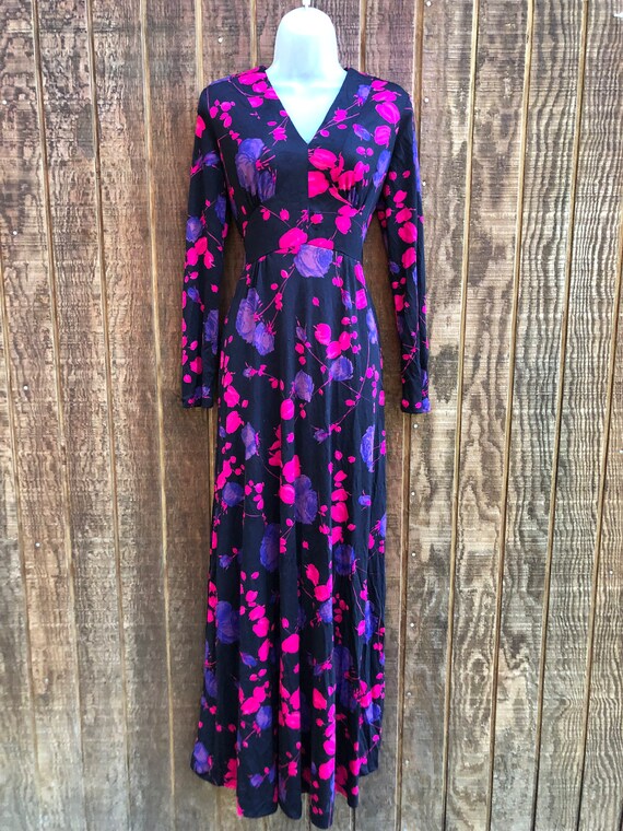 Beautiful 1970s Cotton Floral Button Through Maxi Dress
