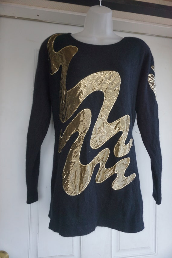 Black and gold knit sweater by Outlander size Lar… - image 5