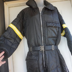 Snowmobile Apparel snow suit size mens Large  vintage pants warm black yellow nylon insulated