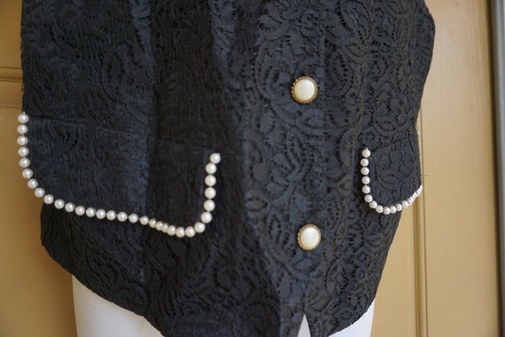 Vintage 90s faux pearl black vest size 10 Medium … - image 2