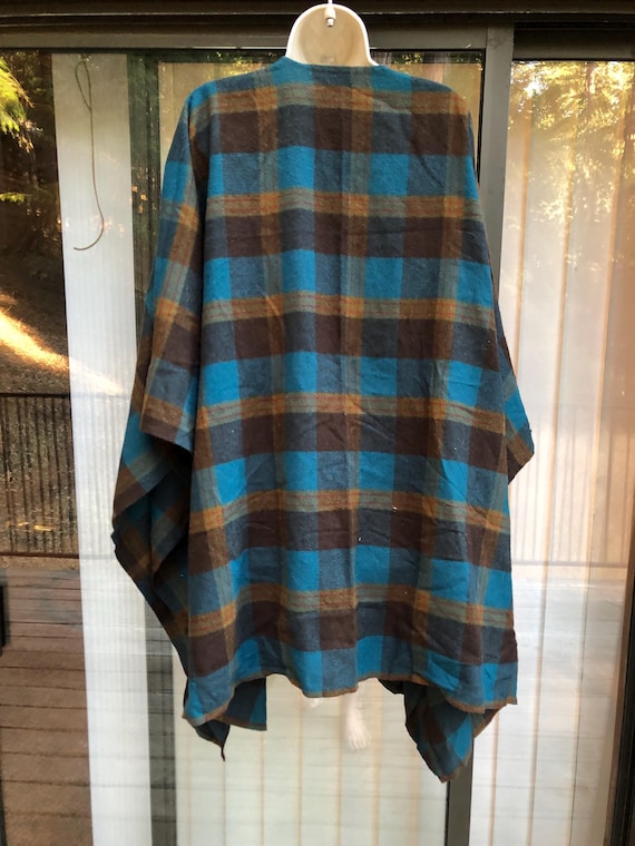 Plaid wool cape jacket small medium large XL one … - image 6