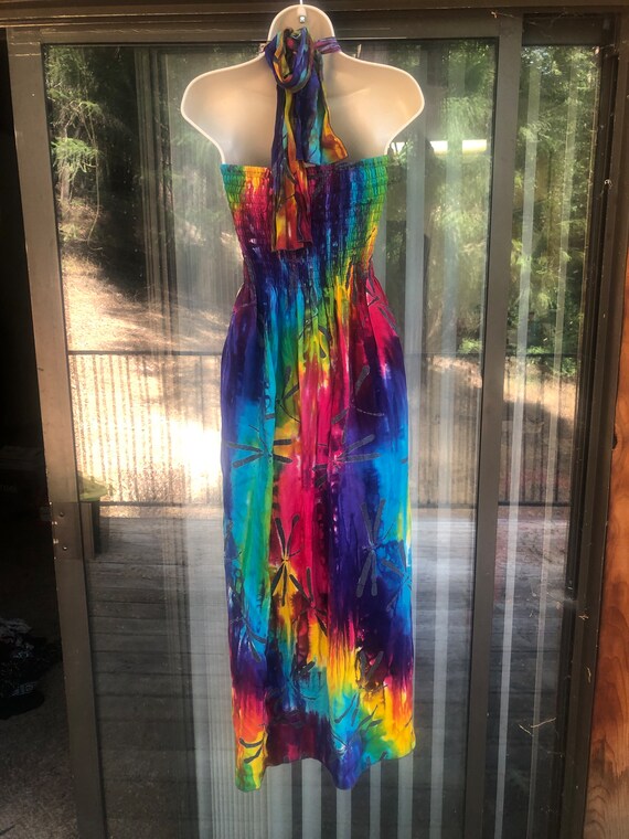 Vintage tie dye dress short summer halter - image 7