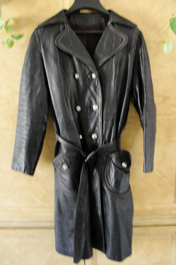 Vintage size Medium leather jacket 90s 1990s hood 