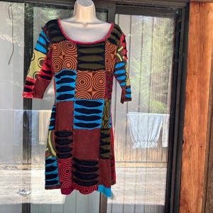 Rising International Vintage 90s hippie flower patches sun dress XL Extra large hippie boho bohemian gypsy patchwork