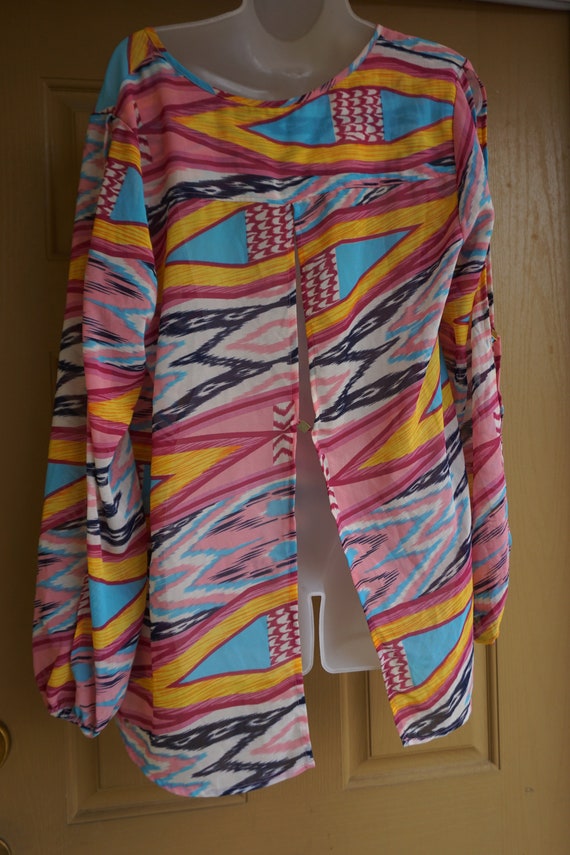 bebe sheer split back and split long sleeve top s… - image 9