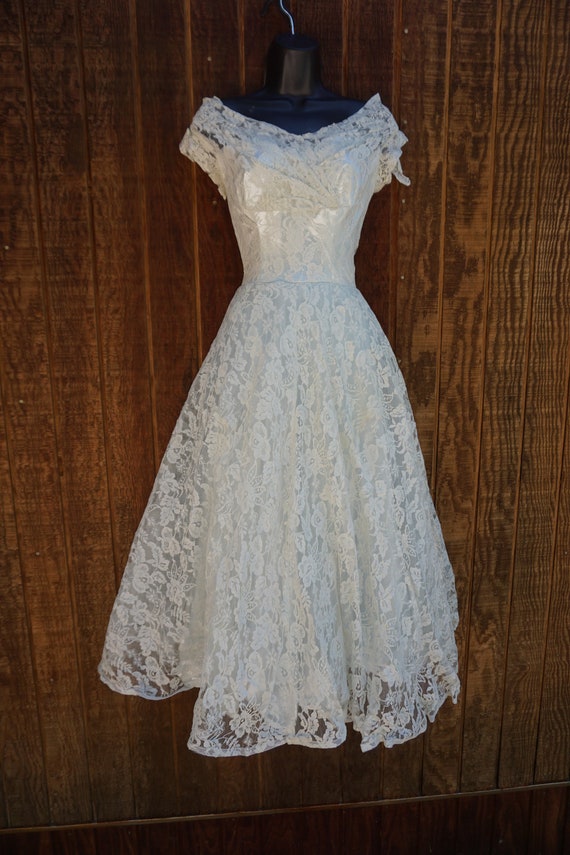 Vintage 1950s Blue Tulle Prom Dress