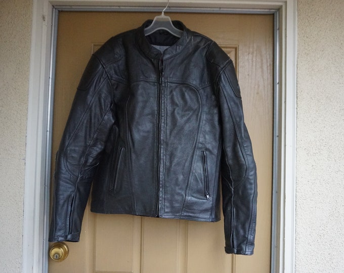 Vintage Black Leather Motorcycle // Biker Jacket MENS Size 46 - Etsy