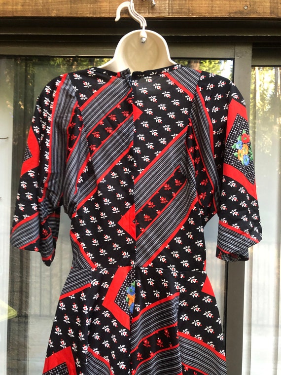 70s Dress half Sleeves medium 1970's Fun Dress mi… - image 4