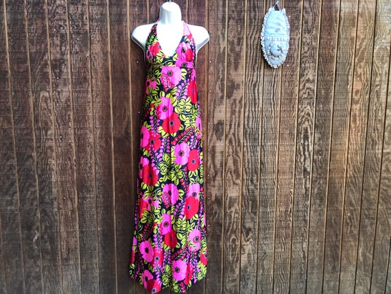 Vintage JC Penneys Swim Maxi Dress floral size la… - image 1