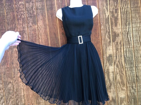 Vintage 1970s Dress 70s black Sheer Chiffon accor… - image 4