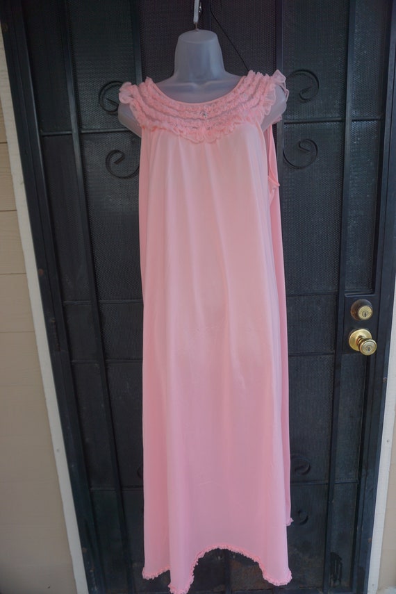 Vintage sheer long nightgown slip L Large - image 10