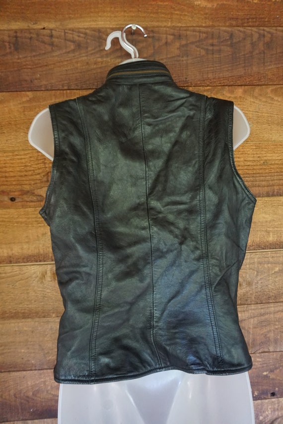 Tannery West Black Leather Vest Medium Sleeveless… - image 7
