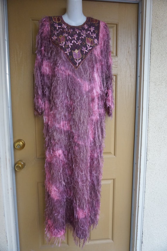 Vintage 1980s large fringe dress 80s 90s - image 2