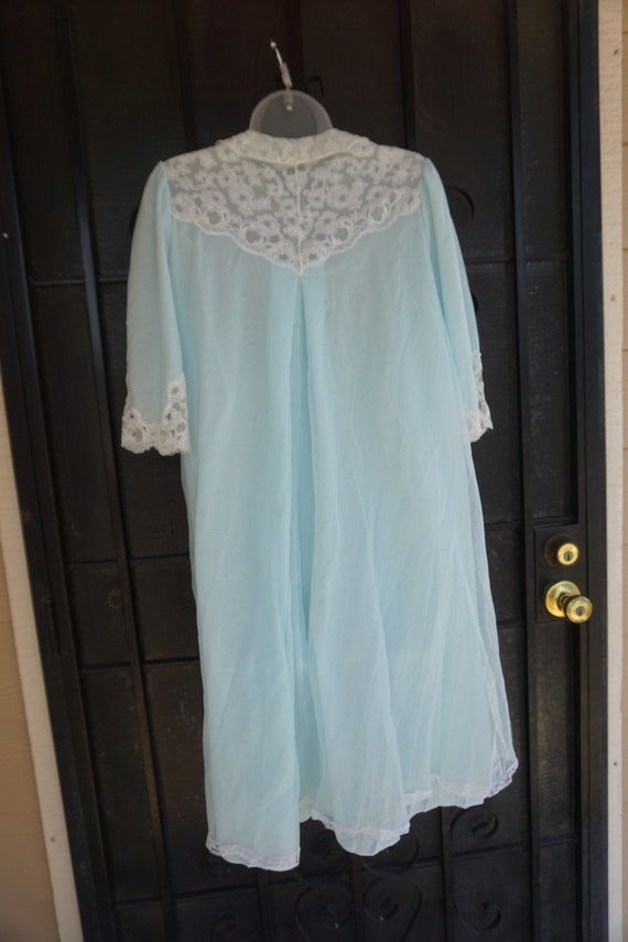 Pastel blue Vintage Sheer Lingerie Robe nightgown… - image 8