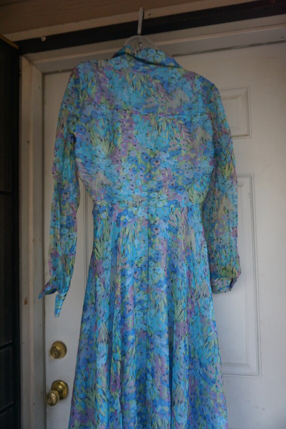 1970s sheer overlay floral Dress - image 4