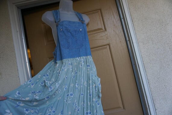 Vintage 1980s dress overalls skirt 90s size Large