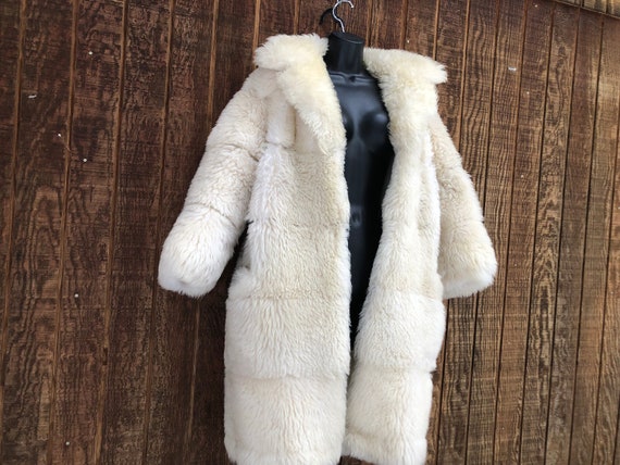 Vintage 60s shearling fur womens coat size medium… - image 1