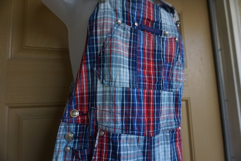 No Excuses Vintage 1990s plaid shorts overalls size S Small