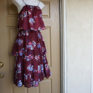 Vintage ble and white polkadot medium large size 11 layered dress 70s 1970s caplet 1970s image 2