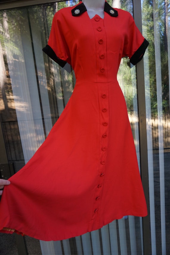 Vintage 1950s small red dress 50s - image 5