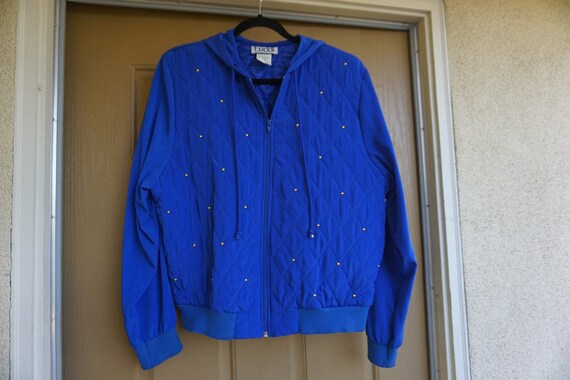 Teddi size Large blue jacket with hood 80s 90s 19… - image 9