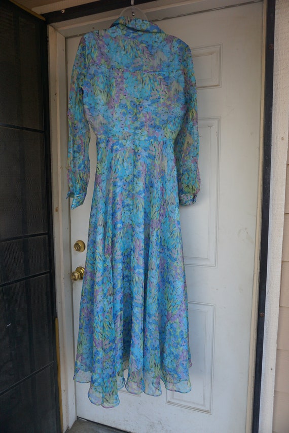 1970s sheer overlay floral Dress - image 5