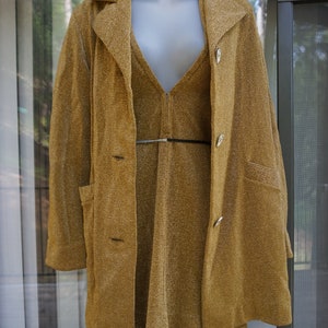 RUDI GERNREICH Designer Gold metallic shimmer Dress with matching jacket 70s 1970s size 12 image 8