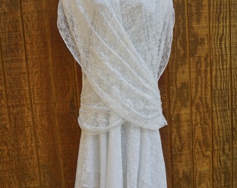 Vintage 1980s Scarlett white lace drop waist dress with large shoulder pads