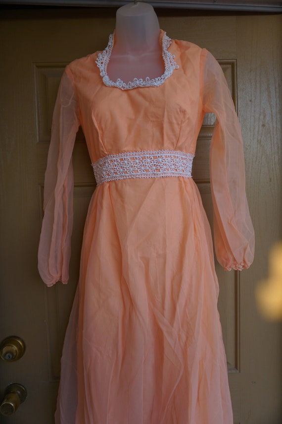 1970s vintage maxi dress size medium sheer overla… - image 4