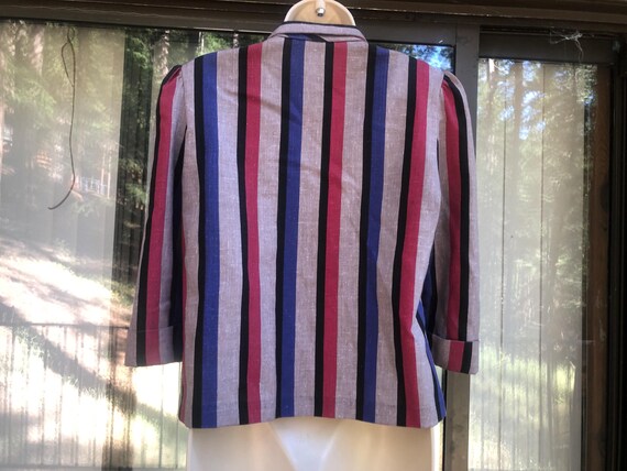 Thin lightweight one button front striped jacket … - image 5
