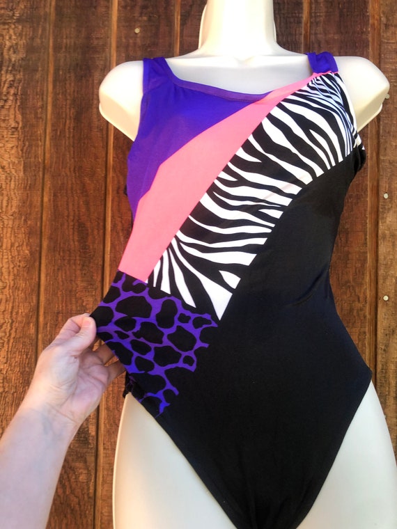 Purple black and zebra print bathing suit swim si… - image 4