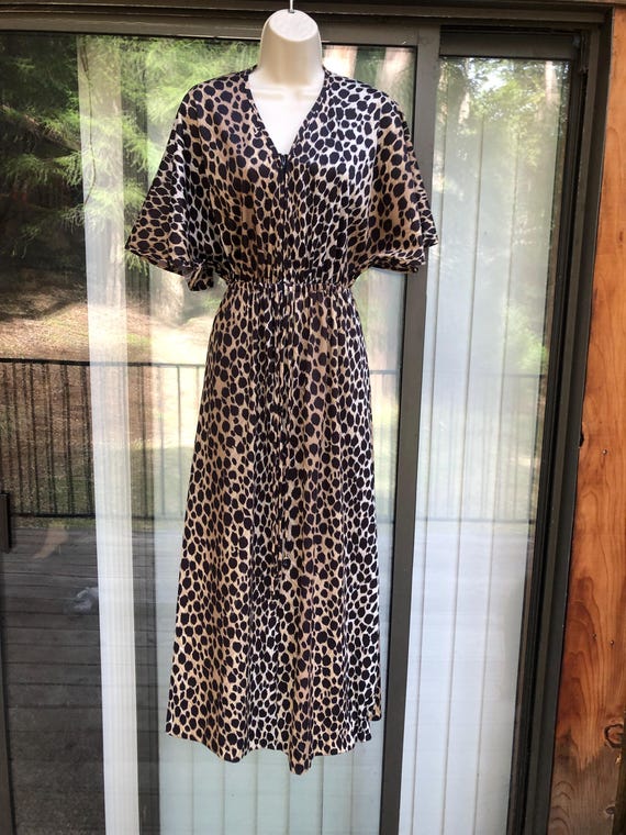 Small Granada drawstring zip up nightgown leopard… - image 4