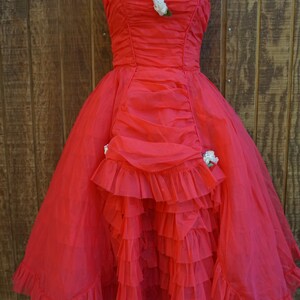 Vintage 1940s 1950s Red Prom Dress Gown With Back Metal Zipper Small ...