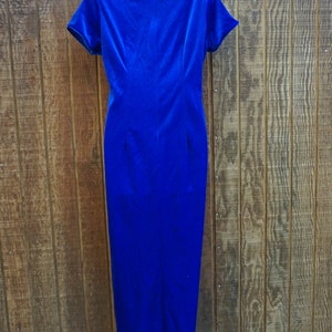 XL Asian inspired dress size XL extra large blue velvet cheongsam dress with white sequins image 9