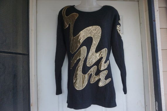 Black and gold knit sweater by Outlander size Lar… - image 3