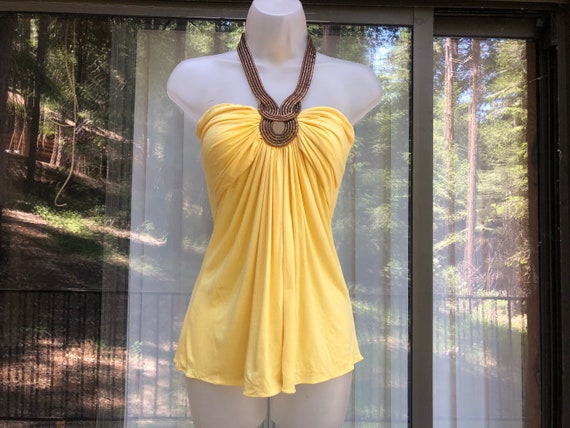 SKY yelllow halter top size S small - image 1
