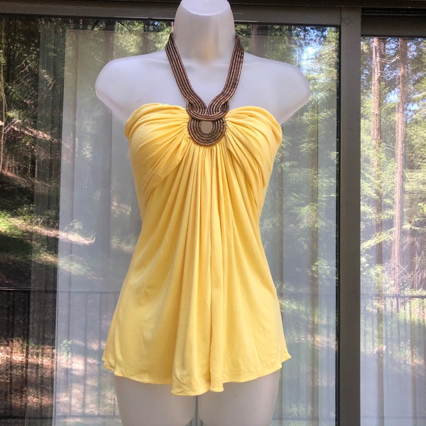 SKY yelllow halter top size S small