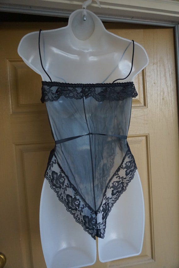 Blue and Black Teddy  lingerie Size Small Shimmer… - image 8