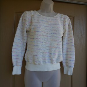 Vintage 1980s or 90s pastel heavy knit sweater size Medium image 3