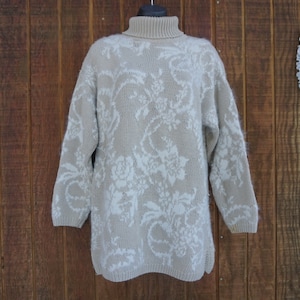 Angora Express Vintage 90s knit sweater size medium by &quot;Express Tricot&quot; ANGORA 1990s floral