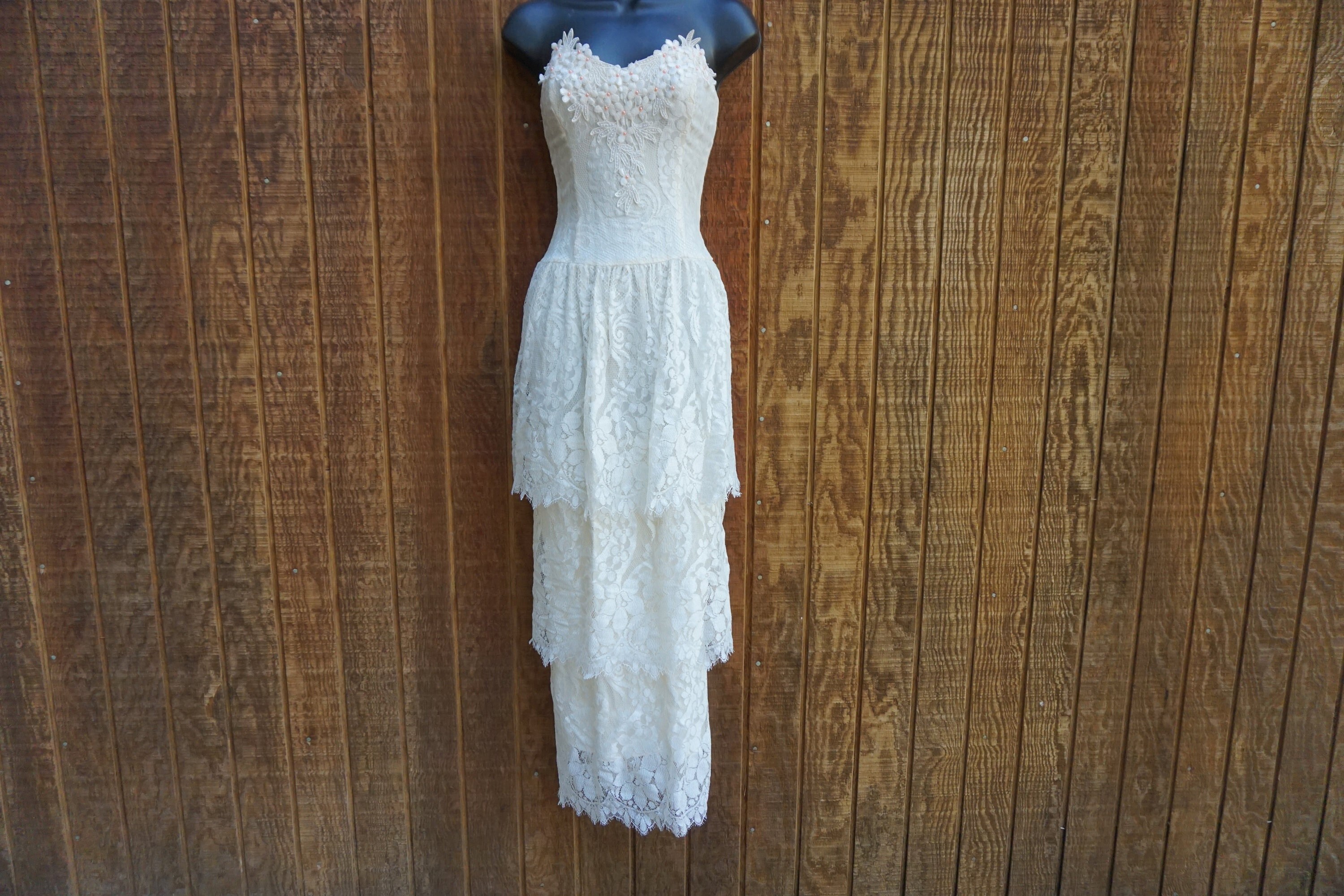jessica mcclintock strapless lace dress Jessica McClintock Pink Lace Strapless Dress Size4
