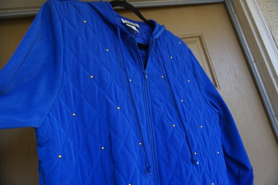 Teddi size Large blue jacket with hood 80s 90s 19… - image 1