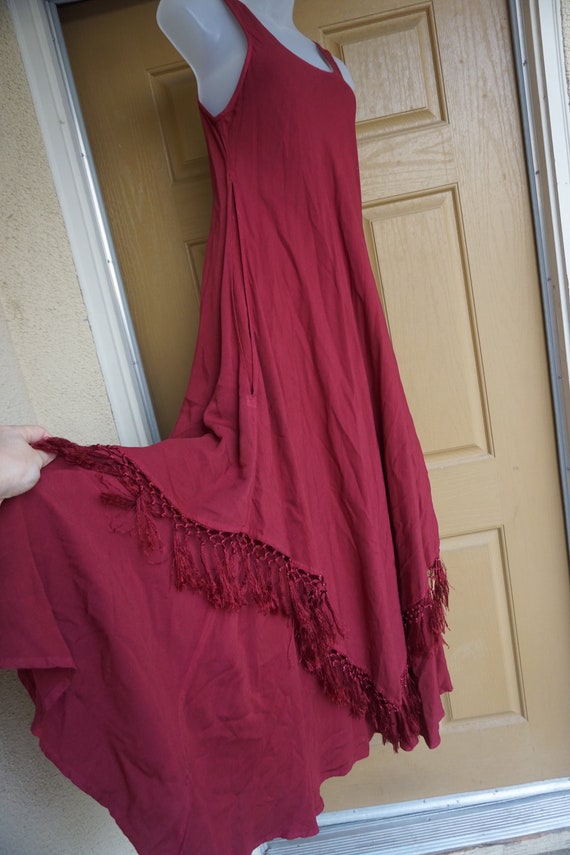 Sleeveless Moroccan size small burgundy tank tent… - image 2