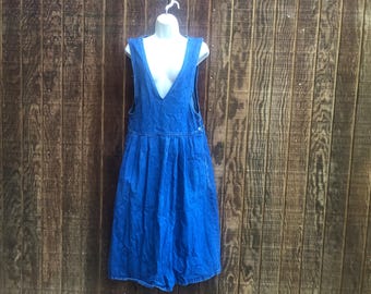 woolrich denim dress Woolrich Denim Shirt Dress Womens M Elastic Waist Pockets Button Front Vintage